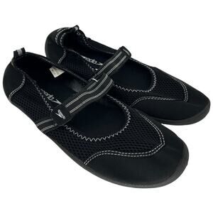 Speedo Water Shoes Black Mary Jane Swim Aqua Slip On Women 9-10 / Large